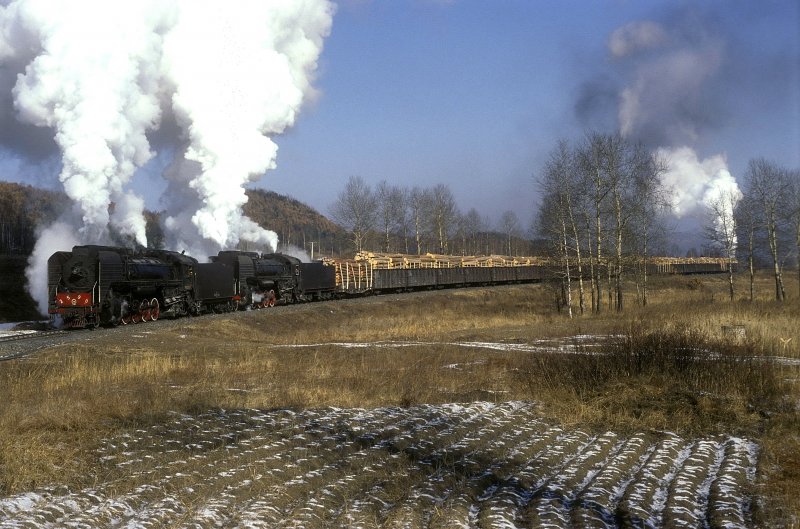 QJ 2590 + QJ 6893 + Schublok QJ 1764  bei Nancha  14.03.94