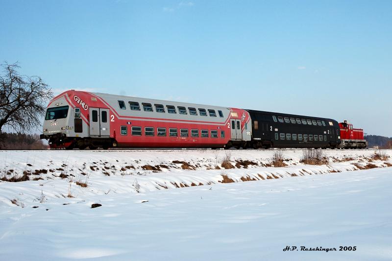 R 8569 der GKB am 24.2.2005 kurz vor der Einfahrt in den Bahnhof Frauental a.d. Lassnitz