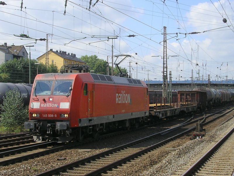 Railion 145 008-9 mit Gterzug von Hagen Vorhalle nach Kln.(14.08.2008)
