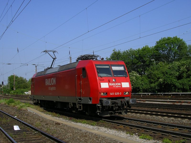 Railion 145 025-3 LZ in Bochum Nord nach Langendreer.(20.05.2008)