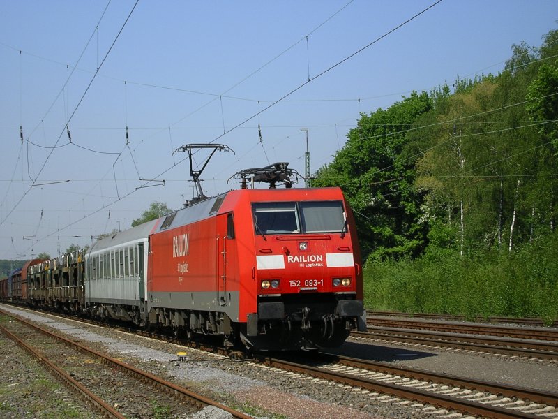Railion 152 093-1 mit GZ bei Hamm-Pelkum in Richtung Hamm (Westf).09.05.2008