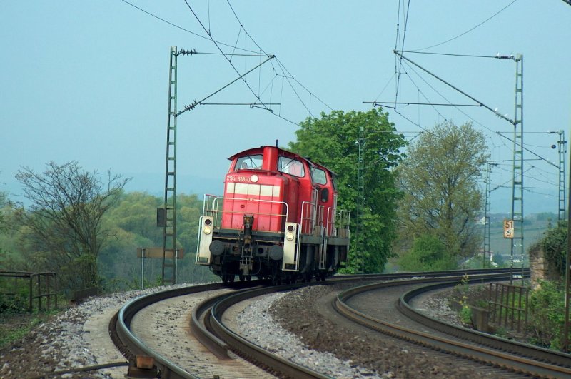 Railion 294 818-0 + 294 859-4 als Tfzf 58098 von Koblenz-Ltzel nach Mainz-Bischofsheim, bei Erbach (Rheingau); 26.04.2008