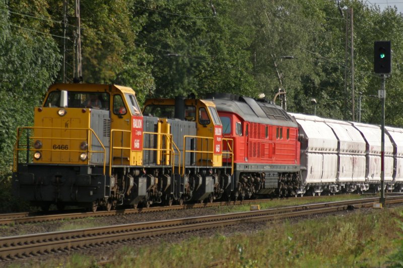 Railion 6466 durchfhrt am 26.8.09 zusammen mit 6463 und 232 575 Ratingen-Lintorf