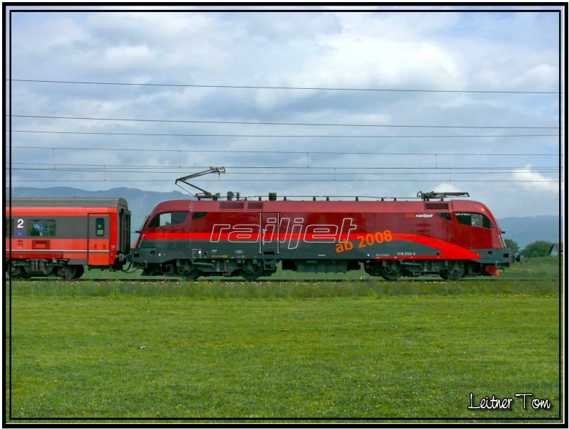 Railjet 1116 200-5 Spirit of Vienna kurz vor Zeltweg 13.05.2007