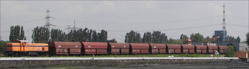 Rangierarbeiten fr die Kohlenentladung. Lok 23 (MaK G1600BB/ Bauj.1976) der Wanne-Herner Eisenbahn auf dem Kohlenlagerplatz des Steag-Kraftwerks Herne.  02.06.2007 