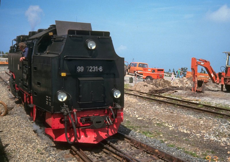 Rangierfahrt auf dem Brocken, noch ist nicht alles fertig 1993, dig. Dia