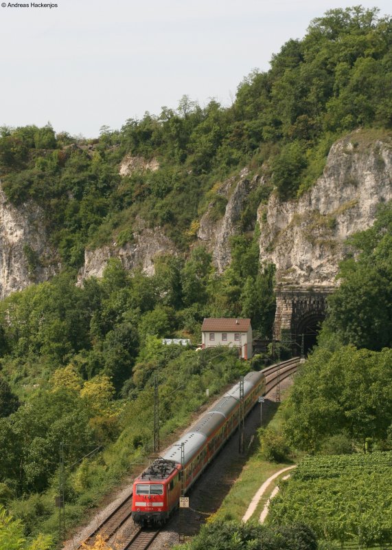RB 31092 mit Schublok 111 061-8  am Isteiner Klotz 14.8.08