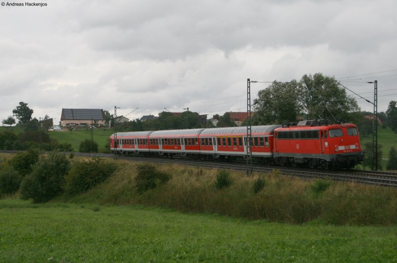RB 37155 nach Donauwrth mit Schublok 110 503-0 kurz vor Goldshfe 4.9.08