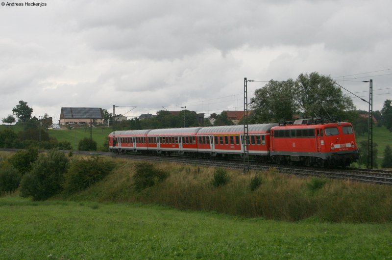 RB 37155 nach Donauw�rth mit Schublok 110 503-0 kurz vor Goldsh�fe 4.9.08