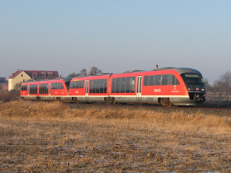 RB 8 von Wismar nach Tessin hier kurz hinter Hornstorf. 22.01.2009