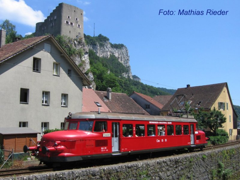 RBe 2/4 202 nach der Reperatur wieder im Einstz, unterhalb dem Schloss Falkenstein in der Klus am 28.06.08 als Extrazug im Einsatz zwischen Oensingen und Balsthal