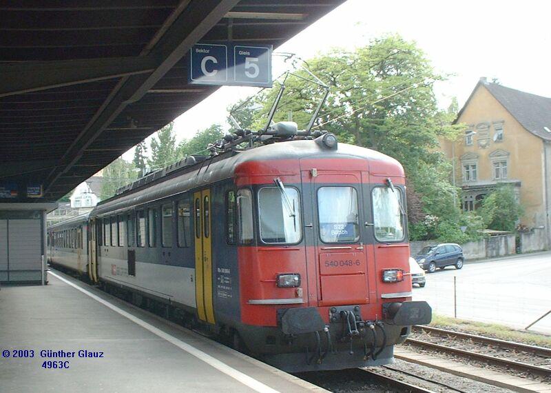 RBe 540 048-6 nach Blach am 20.05.2003 im Bahnhof Schaffhausen.