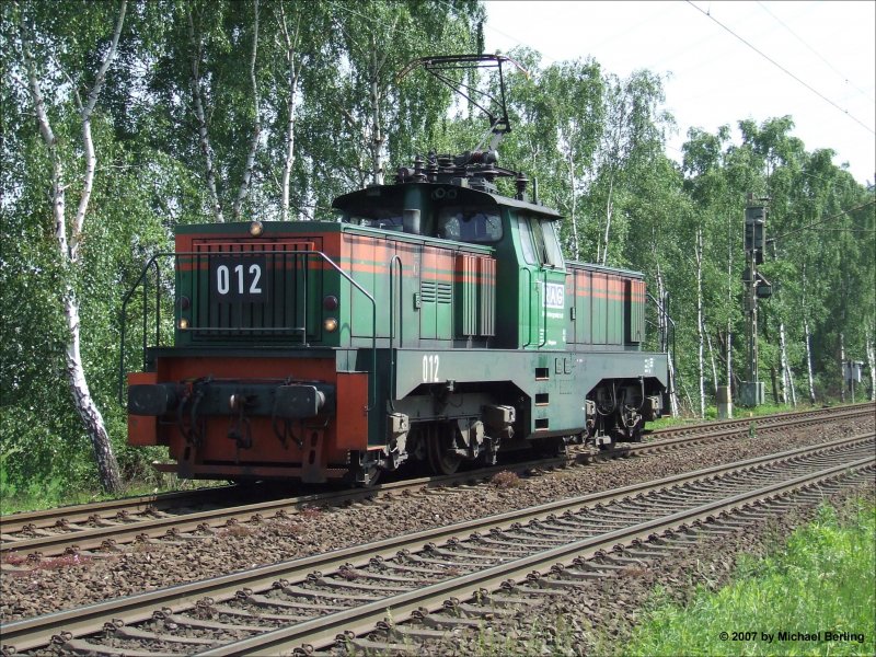 RBH 012 (Henschel E1200 Bj.1984) als Lz kurz vorm Gbf Gelsenkirchen Bismarck. 24.5.07
