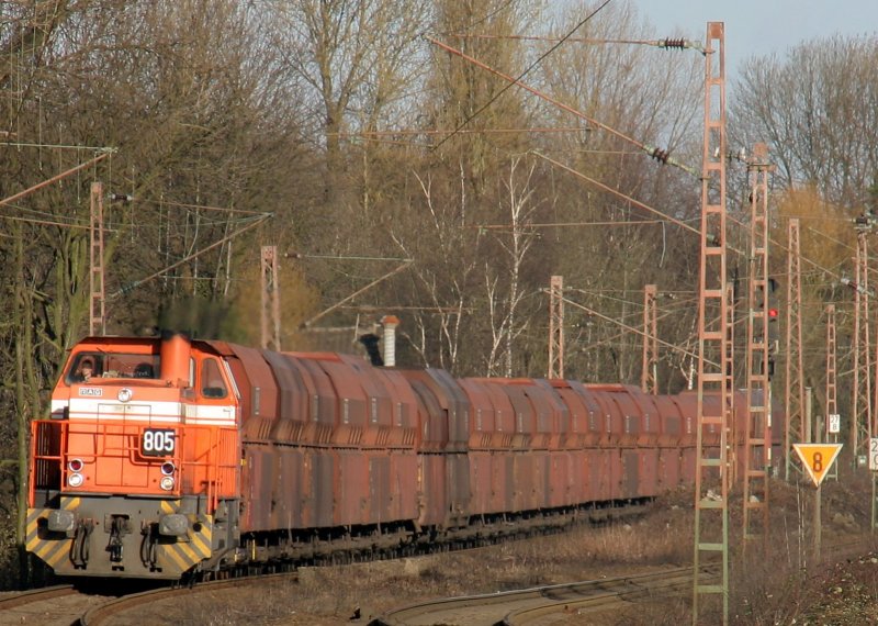 RBH 805 (MaK G1206 der RBH Logistics) am 04.03.2008 in Wanne-Unser-Fritz.