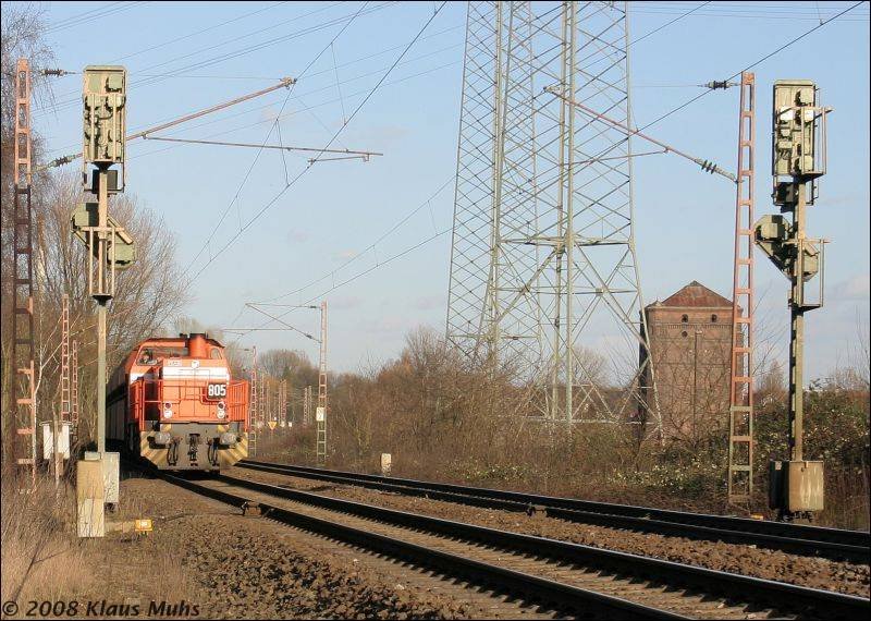 RBH 805 (MaK G1206 der RBH Logistics) am 04.03.2008 in Wanne-Unser-Fritz.