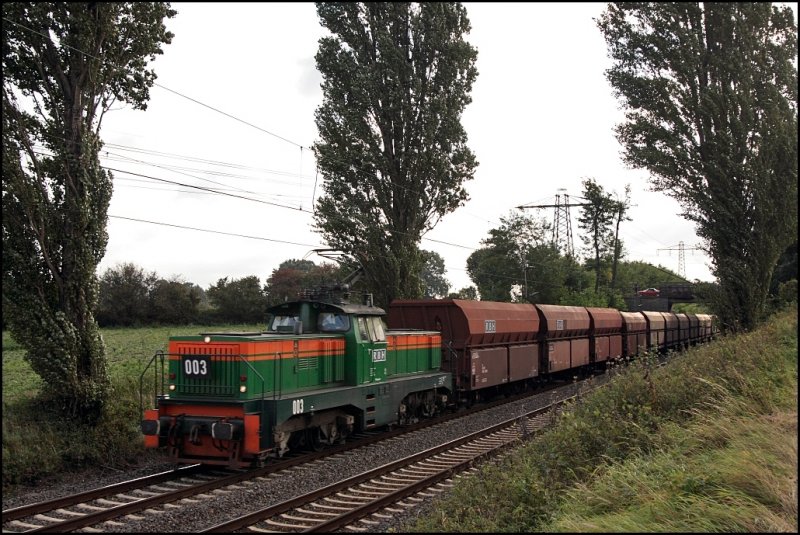 RBH  Krokodil  003 ist mit einem Kohlezug in Richtung Duisburg unterwegs. (02.10.2008)

