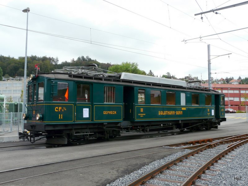 RBS - CFe 4/4 11 ausgestellt am Tag der offene Tr vor dem RBS Depot Worbboden in Worb am 212.08.2009