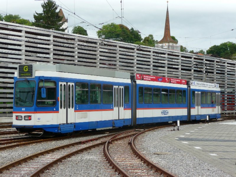 RBS Linie G - Be 4/8  82 im Bahnhofsareal von Worb am 12.09.2008