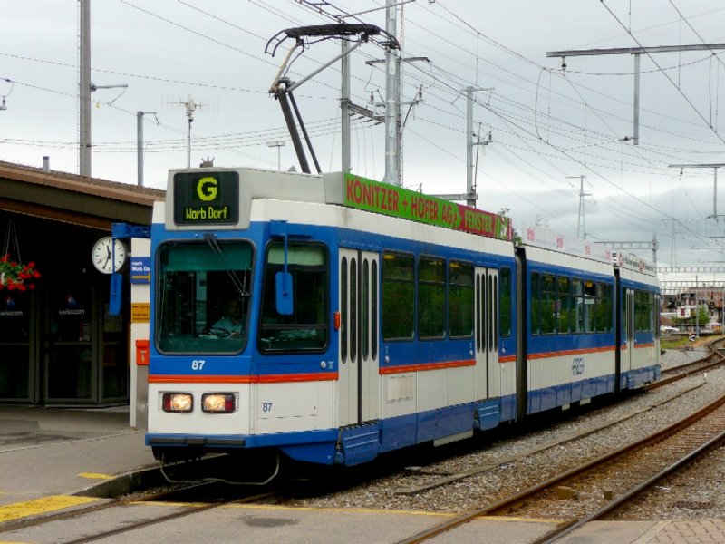 RBS Linie G - Be 4/8  87 im Bahnhofsareal von Gmligen am 12.09.2008