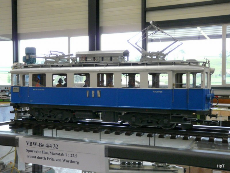 (RBS) Model in 1:22,5 vom  VBW Be 4/4 35  ausgestellt bei der RBS in der Werksttte Worberboden in Worb anlsslich des Tag der offen Tr am 22.08.2009