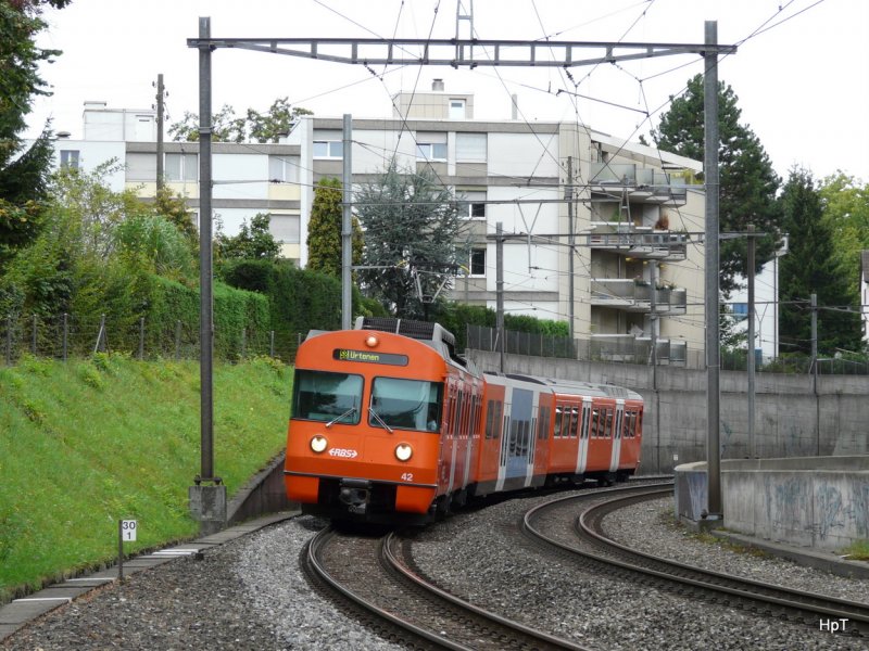 RBS -Regio nach Urtenen mit dem Be 4/12 42 bei Worblaufen am 22.08.2009
