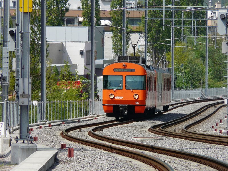 RBS - Triebwagen Be 4/12 56 unterwegs in Bolligen am 01.05.2009