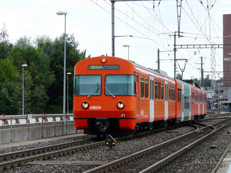 RBS - Triebwagen Be 4/12 41 unterweg nach Bern auf der Aarebrcke in Woblaufen am 22.08.2009