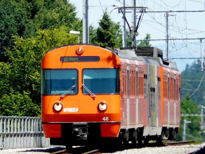 RBS - Triebzug Be 4/12 48 unterwegs bei Zollikofen am 05.07.2008