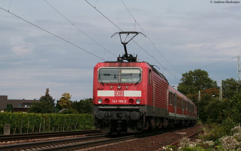 RE 15431 (Koblenz Hbf-Frankfurt(Main)Hbf) mit Schublok 143 198-0 