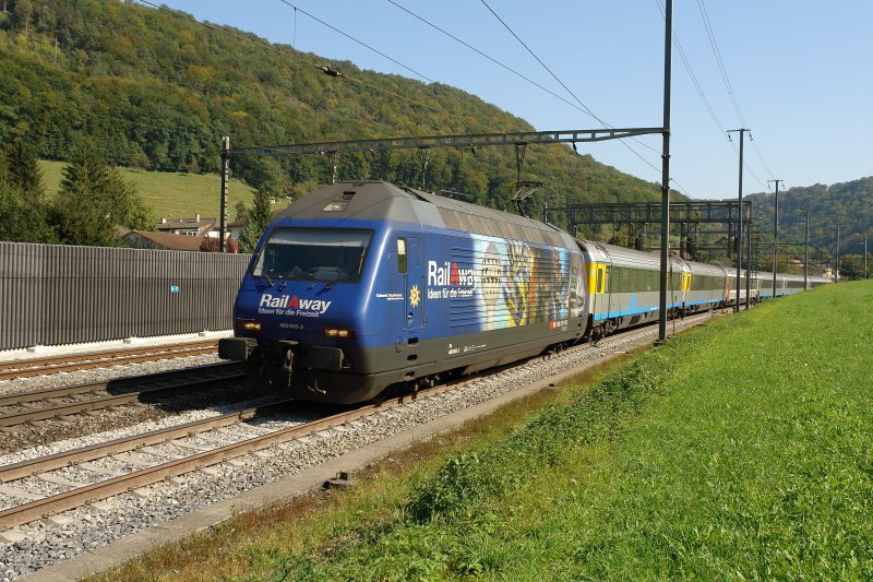 Re 460 005 Railaway et Eurocity Cisalpin vers Tecknau 16 septembre 2007