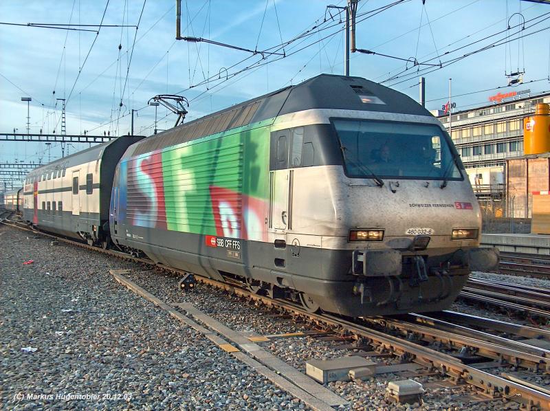 Re 460 032-6  Werbelok SF DRS  am 20.12.03 in Zrich HB