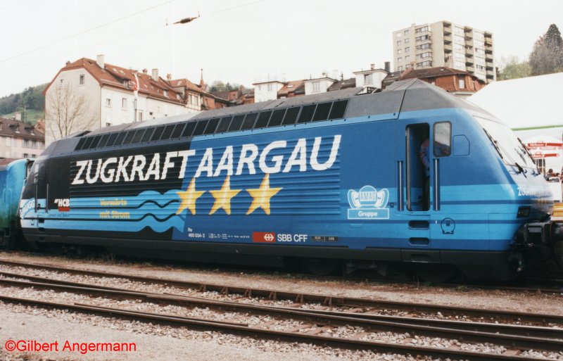 Re 460 034-2 am 10.05.1997 in St. Gallen.