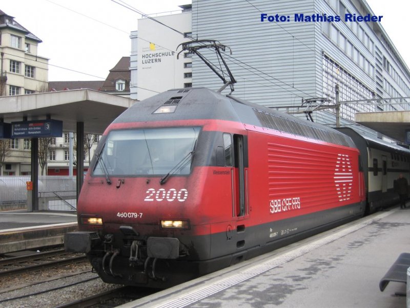 Re 460 079-7  Weissenstein  vor dem IC nach Zrich am 23.11.08 im Bahnhof Luzern