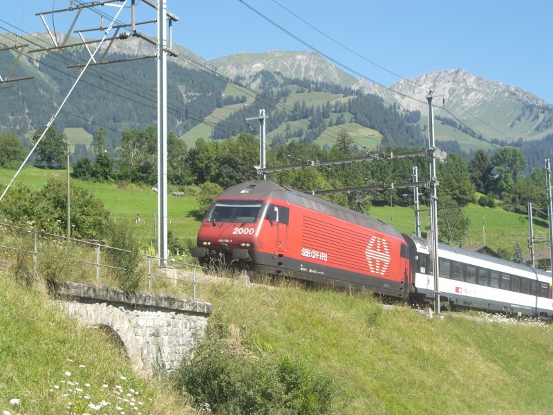 Re 460 108-4 am Beginn der Rampe von Frutigen in Richtung Ltschberg; 01.08.2007