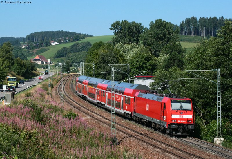 RE 4706(Konstanz-Karlsruhe Hbf) mit Schublok 146 229-0  am km 70,6 6.8.09