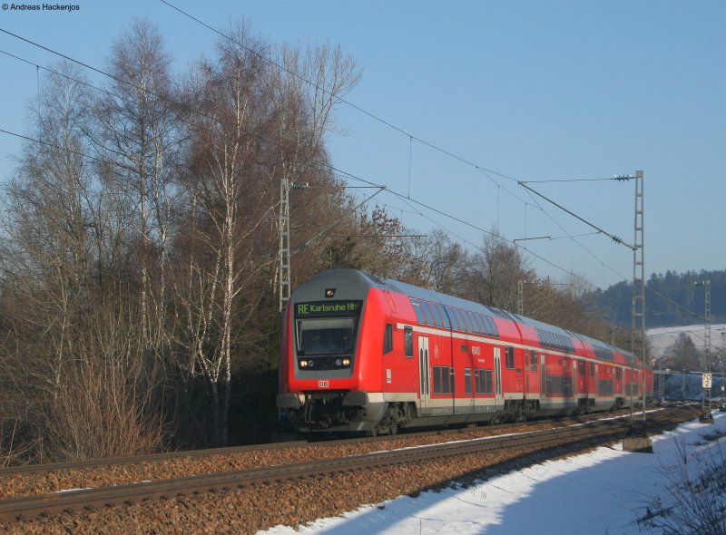 RE 4712 nach Karlsruhe mit Schublok 146 238-1 am km 70,0 29.12.08