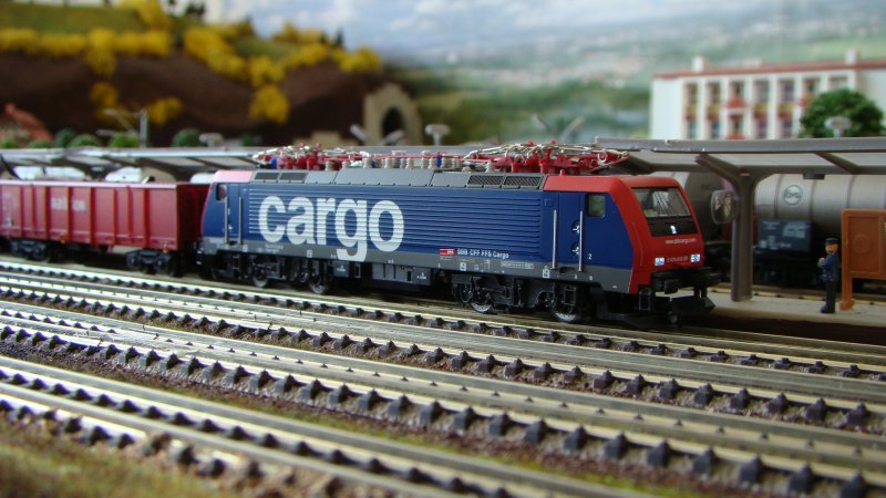 Re 474-016 SBB cargo, auf meiner Anlage, von Hobbytrain, Epoche V 