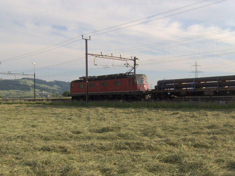 Re 6/6 unterwegs in Richtung Gotthard im Freiamt bei Oberrti AG, Juni 2006