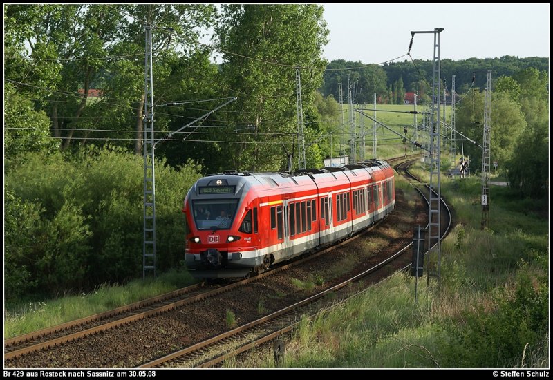 RE 9 mit der Br 427 aus Rostock nach Sassnitz am 30.05.08