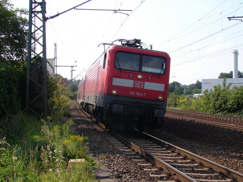 RE1 mit BR 112 184-7 nach Frankfurt/Oder bei der Einafhrt in den Bahnhof Werder (Havel).