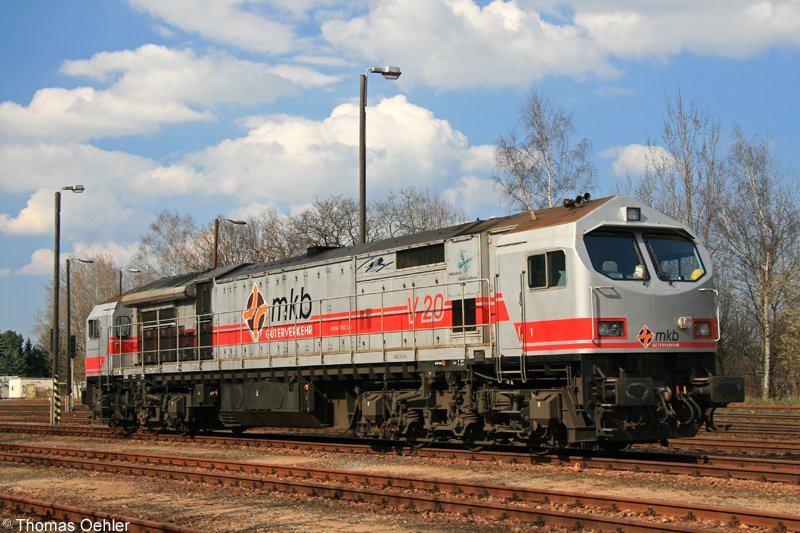  Red Tiger  V20 der Mindener Kreisbahn steht am 25.03.07 bei schnstem Fotowetter im Bf Kchwald.