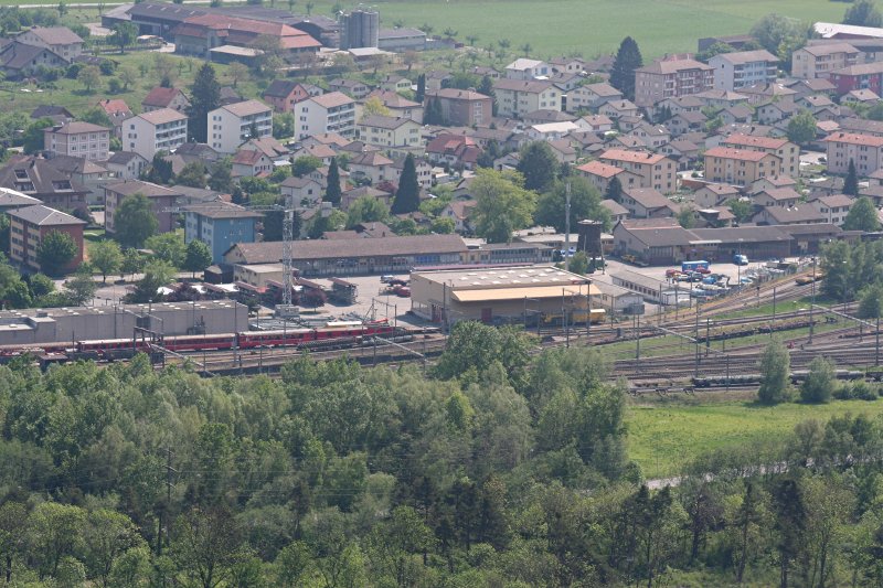  RHTISCHE BAHN ; Bahnhof, Depot und Hauptwerksttte in Landquart (1. Mai 2007). Fahrleitungsmeisterei.
