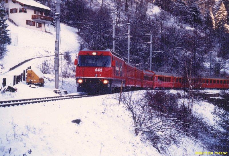 RhB Ge 4/4''' 642 - c/o Filisur - 28.12.1995