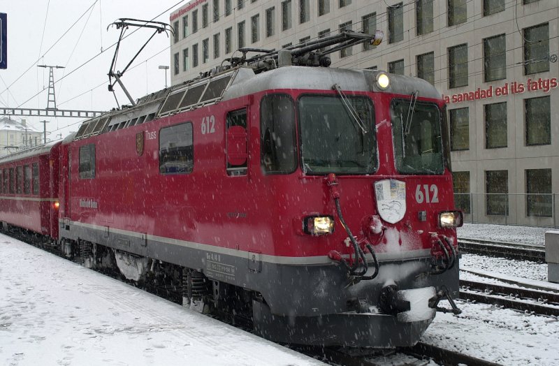 RHB GE 4/4 in Chur mir ein wenig Schneefall.
10.12.2008