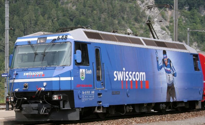 RhB    Ge 4/4 III   648 Susch Werbung: Swisscom
13.08.05 Reichenau