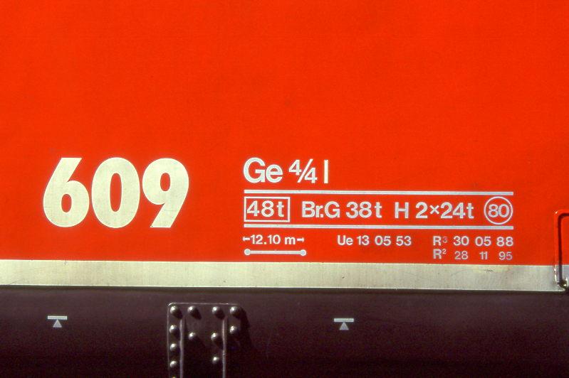 RhB - Ge 4/4I 608  LINARD  am 06.09.1996 in LANDQUART - Anschriftenblock
