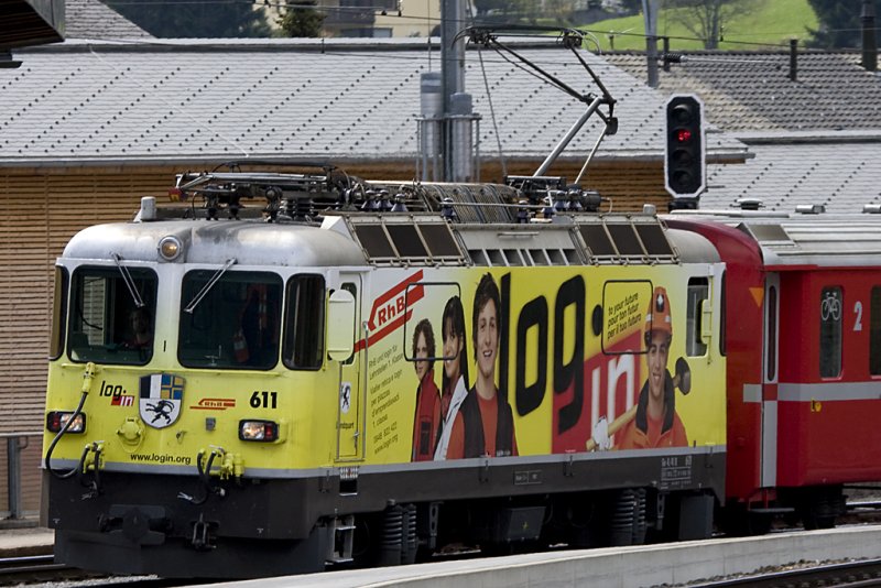 RhB Ge 4/4II 611  Log-in  11.05.2008 Klosters