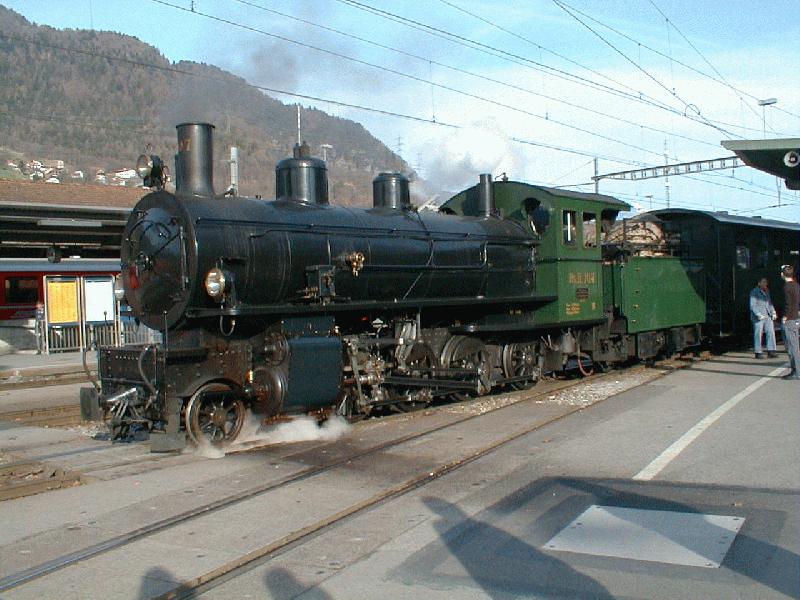 RhB,Dampfzug mit Lok G4/5 No.107 (1906) am 17.03.02 in Landquart