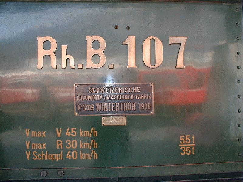RhB,Fhrerhausbeschriftung Lok G4/5 No.107 (1906) 