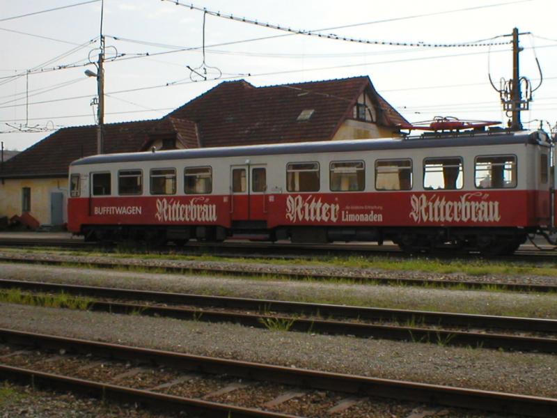  Ritterbru-Werbezug  (Buffetwagen) der LILO am Bhf. Eferding (2005-05-03)